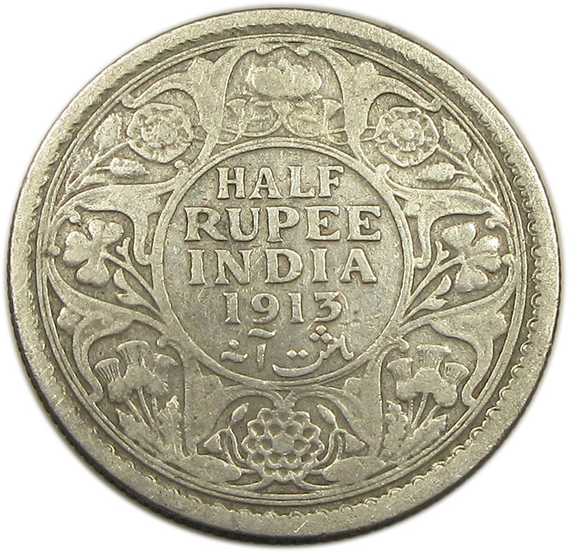 1913 Half Rupee King George V Calcutta Mint GK 1048