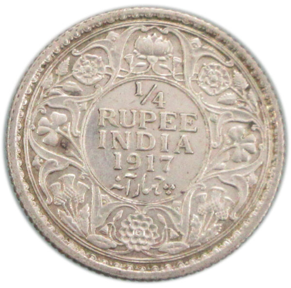 1917 1/4 Rupee King George V Calcutta Mint High Grade