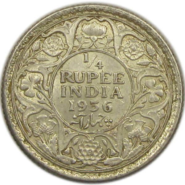 1936 1/4 Rupee King George V Calcutta Mint GK 1099