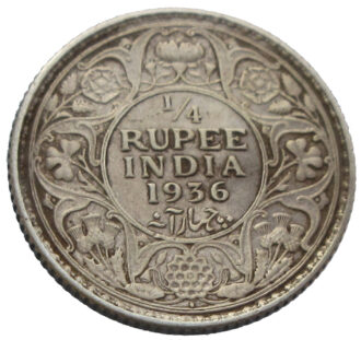 1936 Quarter Rupee Silver Coin Reverse