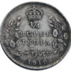 1910 1/4 Rupee King Edward VII Silver Coin