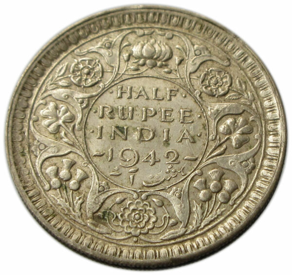 1942 Half Rupee King George VI Bombay Mint