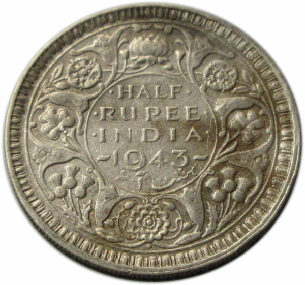 1943 Half Rupee King George VI Bombay Mint