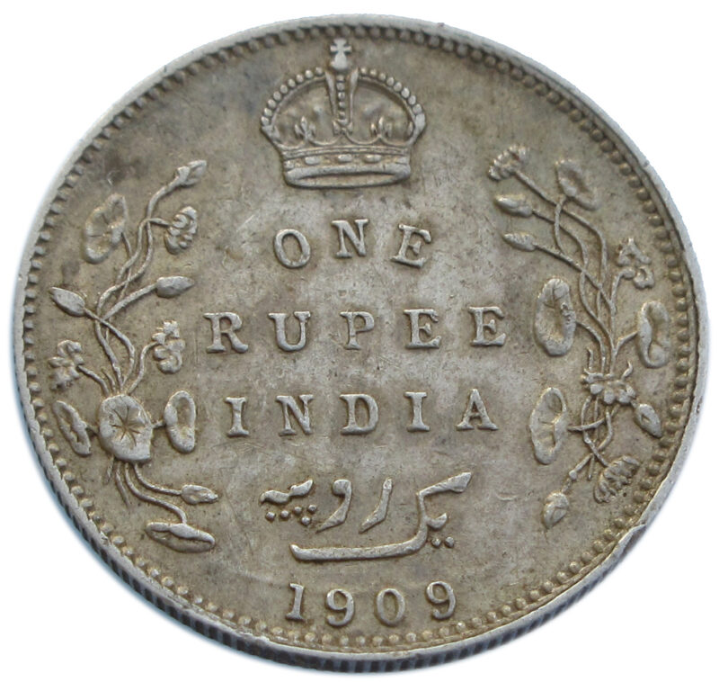 1909 One Rupee King Edward VII Silver Coin
