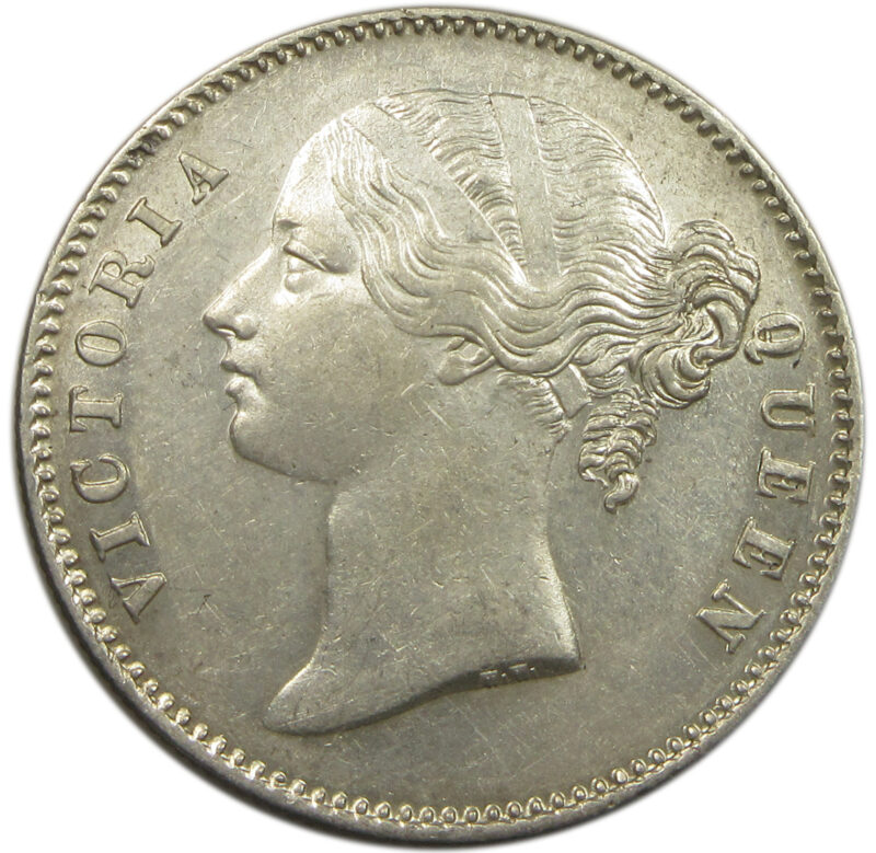 1840 Silver One Rupee Victoria Queen Divided Legend Calcutta Mint Good Grade GK 161 27 Berries