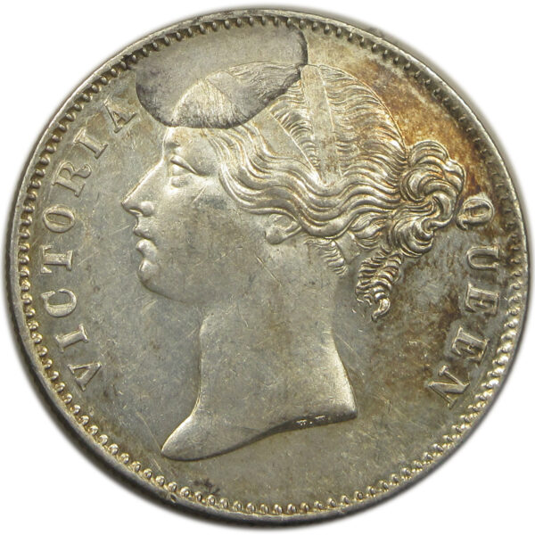 1840 Silver One Rupee Victoria Queen Divided Legend Calcutta Mint Good Grade GK 161
