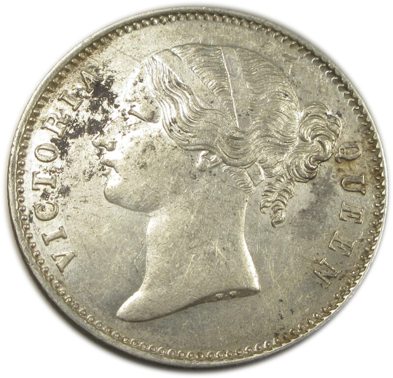 1840 Silver One Rupee Victoria Queen with Divided Legend Bombay Calcutta Mint GK 175-163