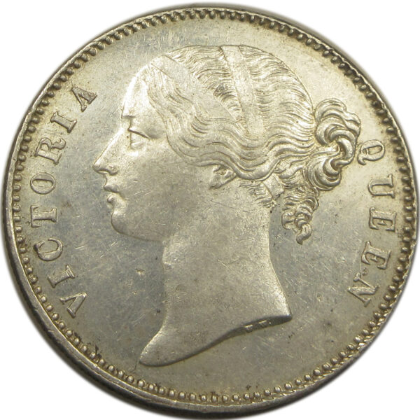 1840 Silver One Rupee Victoria Queen with Divided Legend Calcutta Mint A without Stroke GK 168