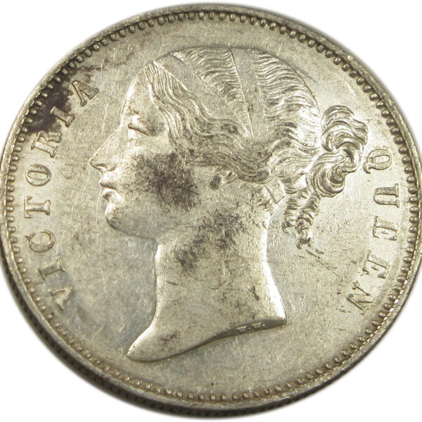1840 Silver One Rupee Victoria Queen with Divided Legend Calcutta Mint A without Stroke GK 168