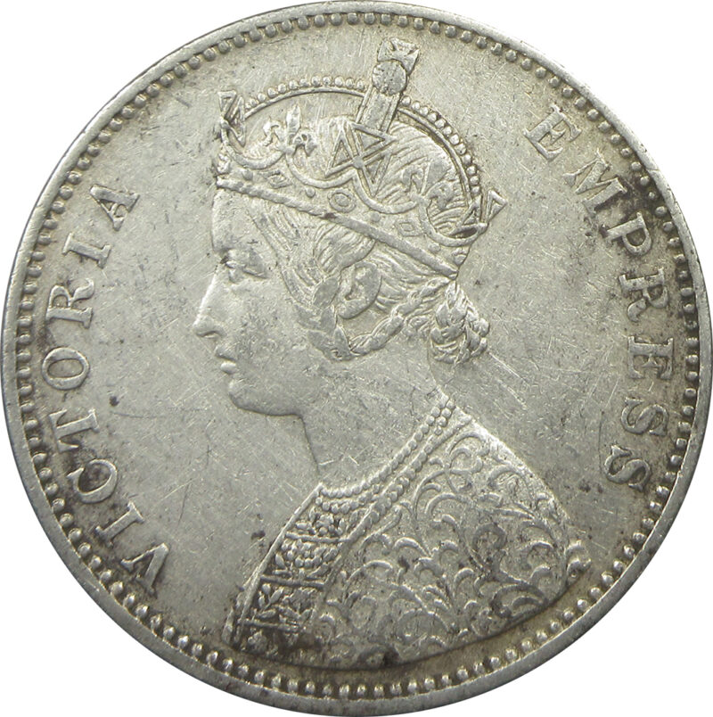 1877 Silver One Rupee Victoria Empress Bombay Mint | GK 435