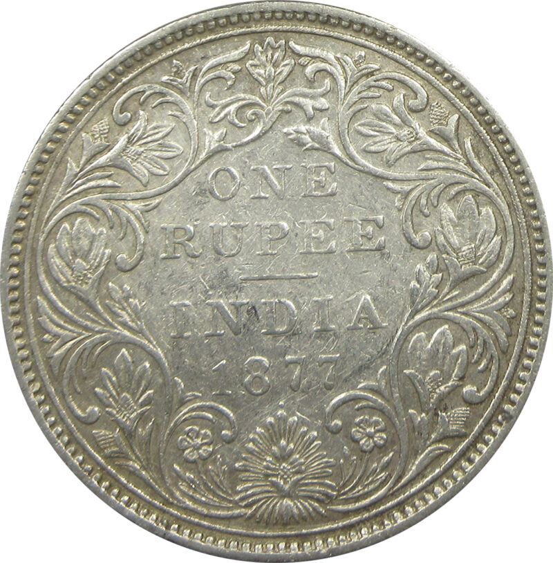 1877 Silver One Rupee Victoria Empress Bombay Mint | GK 435