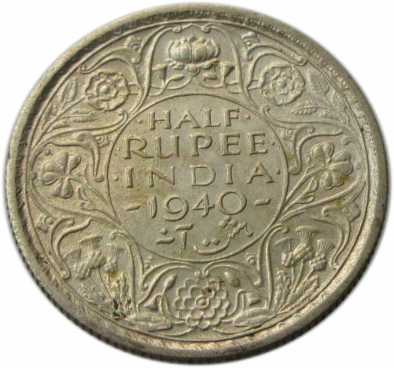 1940 Half Rupee King George VI Calcutta Mint