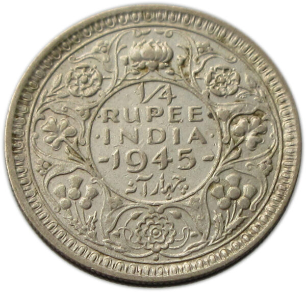 1945 Quarter Rupee King George VI Bombay Mint