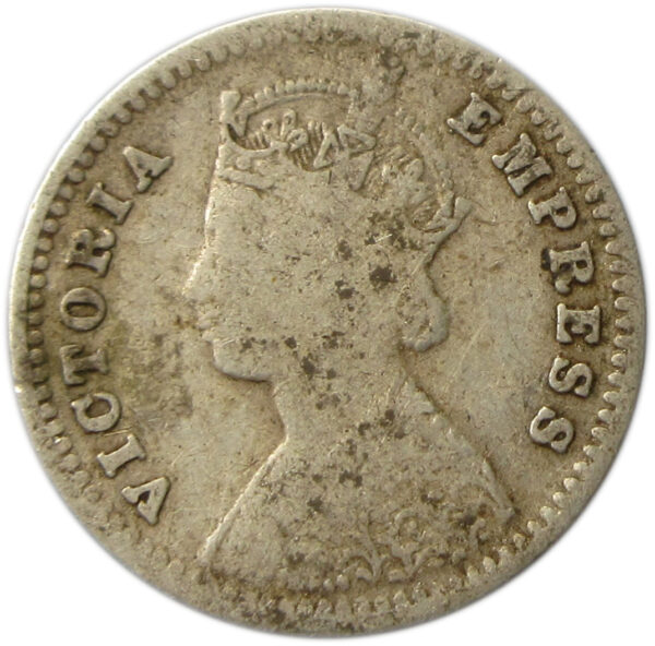 1897 Silver Two Annas Victoria Empress Bombay Mint "Incused B" - Image 2