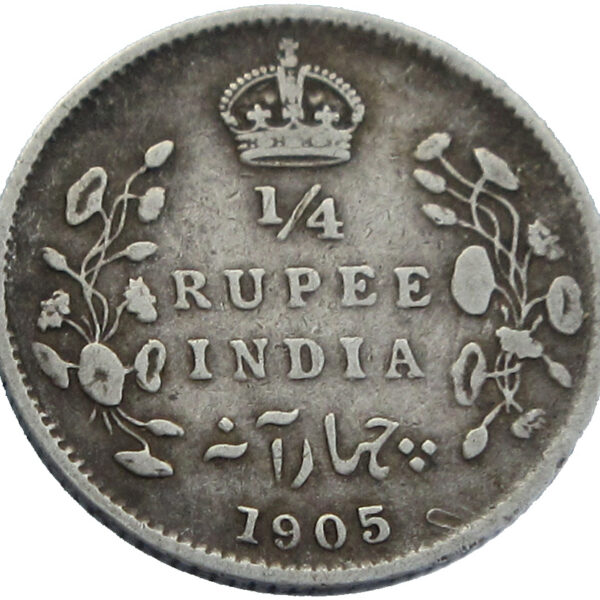 1905 1/4 Rupee King Edward VII Silver Coin