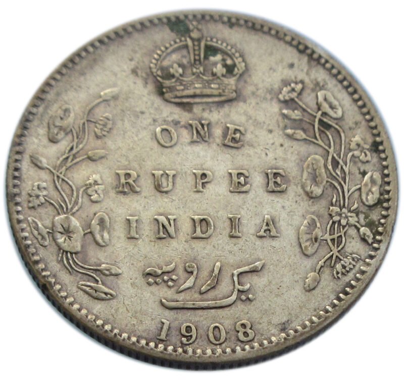 1908 One Rupee King Edward VII Silver Coin