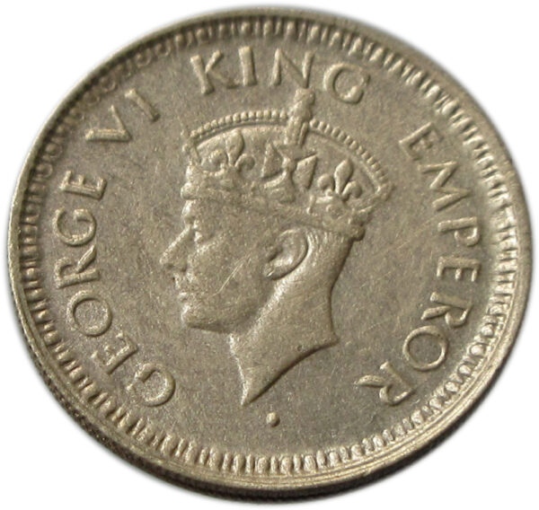 1944 Quarter Rupee King George VI Lahore Mint 'L' Raised - Image 2