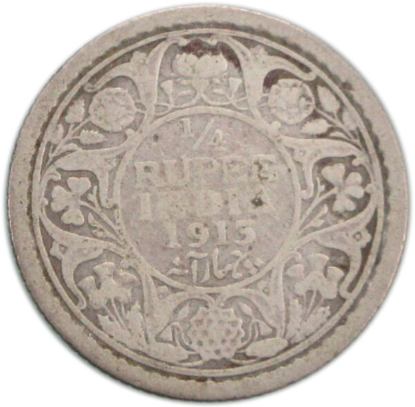 1913 1/4 Rupee King George V Calcutta Mint