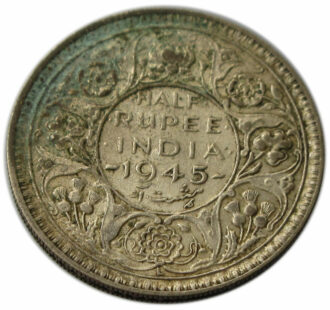 1945 Half Rupee King George VI Lahore Mint