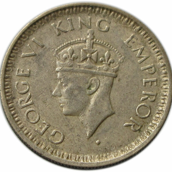 1944 Quarter Rupee King George VI Lahore Mint 'L' Raised