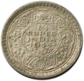 1944 Quarter Rupee King George VI Bombay Mint Diamond