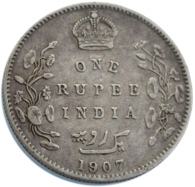 1907 One Rupee King Edward VII Silver Coin