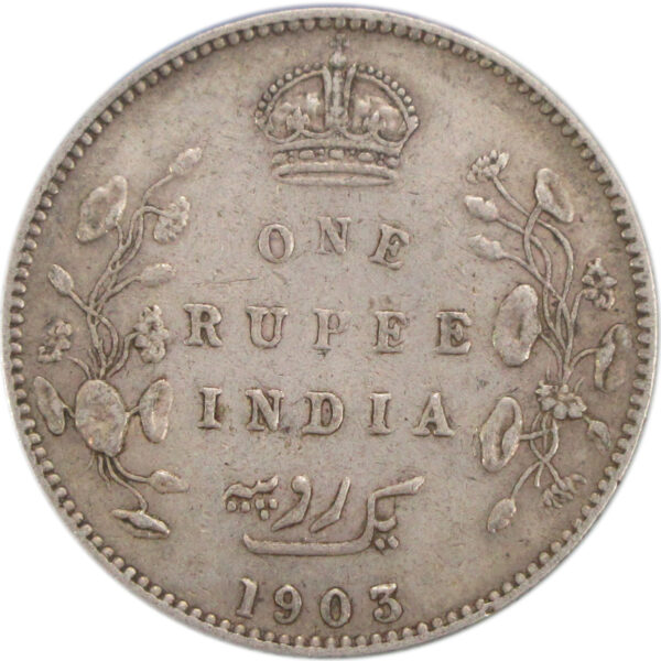 1903 1 Rupee King Edward VII Bombay Mint B Incused and No Dot - Rare Variety