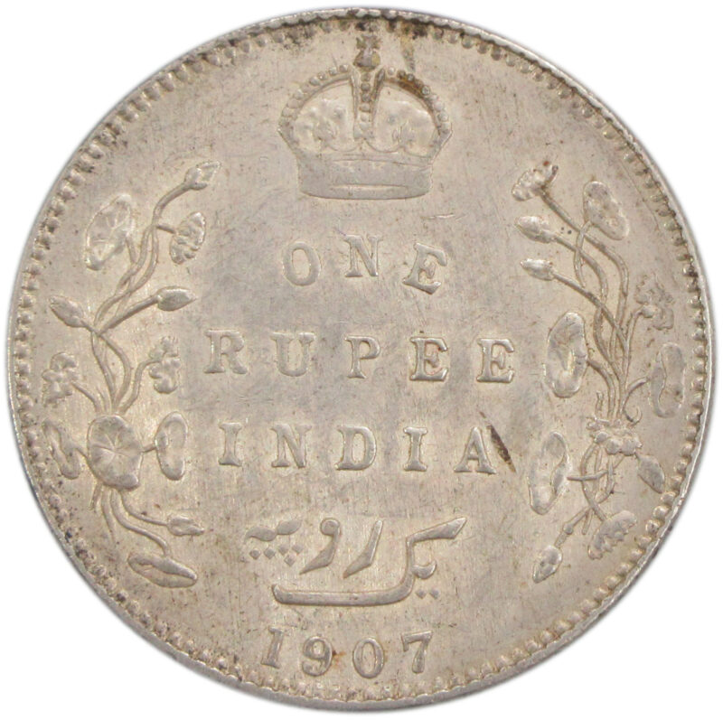 1907 One Rupee King Edward VII Bombay Mint Sharp Details with Luster