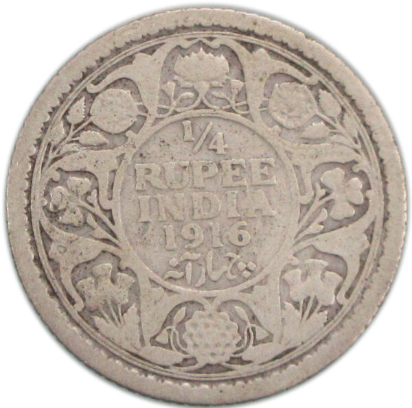 1916 1/4 Rupee King George V Calcutta Mint