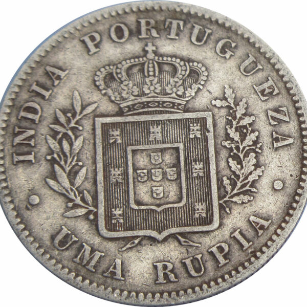 1 Rupia - Luíz I Calcutta Mint 1881 Portuguese India Rev