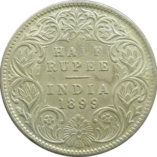 1899 Silver Half Rupee Victoria Empress Bombay Mint