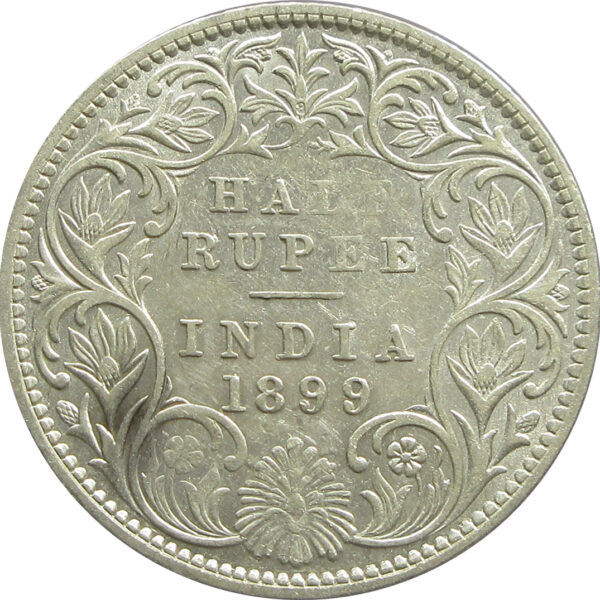 1899 Silver Half Rupee Victoria Empress Bombay Mint Good Grade