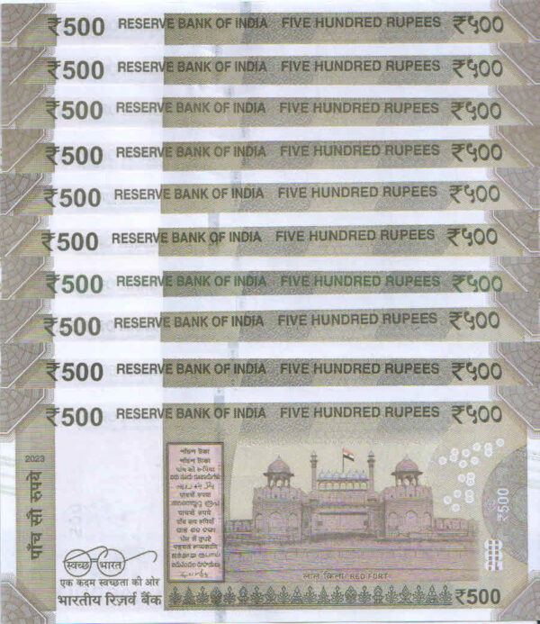 Rs 500 Solid Fancy Number set of 10 notes from 111111-999999 & 1 million note - Image 2