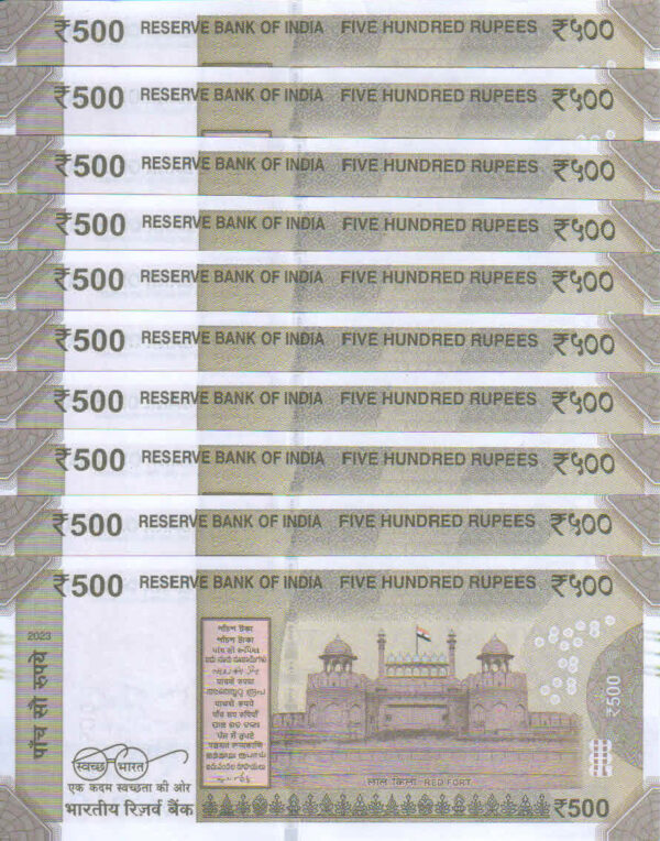 Rs 500 Super Fancy Number set of 10 notes from 000001-000010 - Gem UNC - Image 2