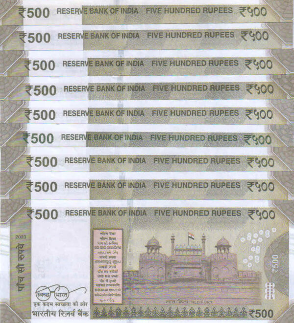 Rs 500 Super Fancy Number set of 9 notes from 100000-900000 - Gem UNC - Image 2
