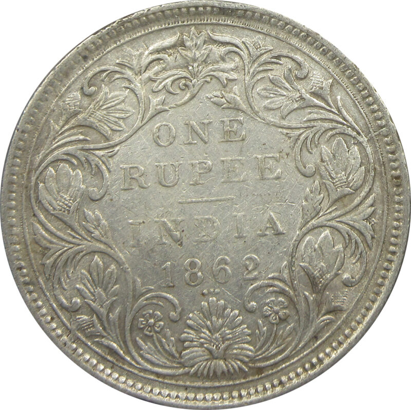 1862 0/3 Dots One Rupee Queen Victoria Bombay Mint