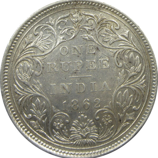 1862 0/3 Dots One Rupee Queen Victoria Bombay Mint | GK 300