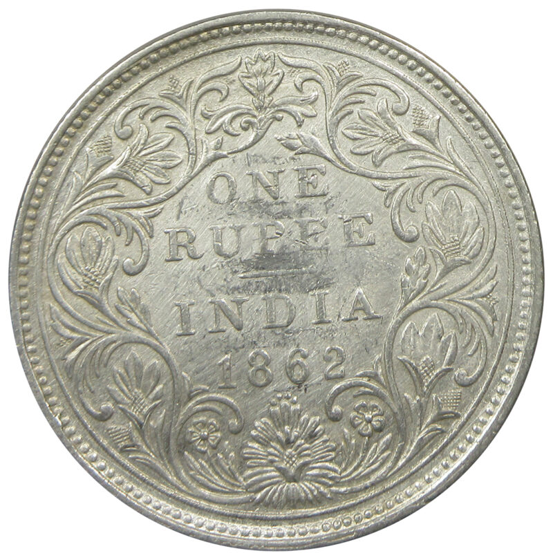1862 4 Dots One Rupee Queen Victoria Bombay Mint GK 308