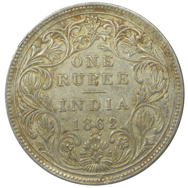 1862 4 Dots One Rupee Queen Victoria Bombay Mint GK 308