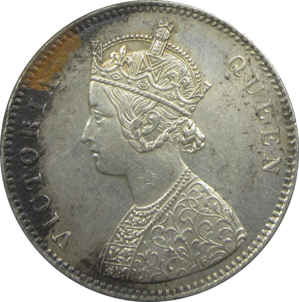 1862 6 Dots One Rupee Queen Victoria Bombay Mint GK 322 | Inverted V in legend - Image 2