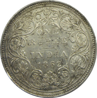 1862 6 Dots One Rupee Queen Victoria Bombay Mint GK 322