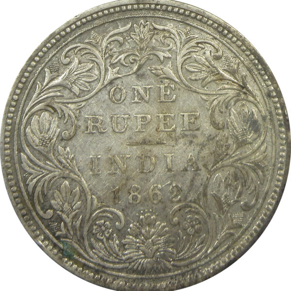 1862 6 Dots One Rupee Queen Victoria Bombay Mint GK 322