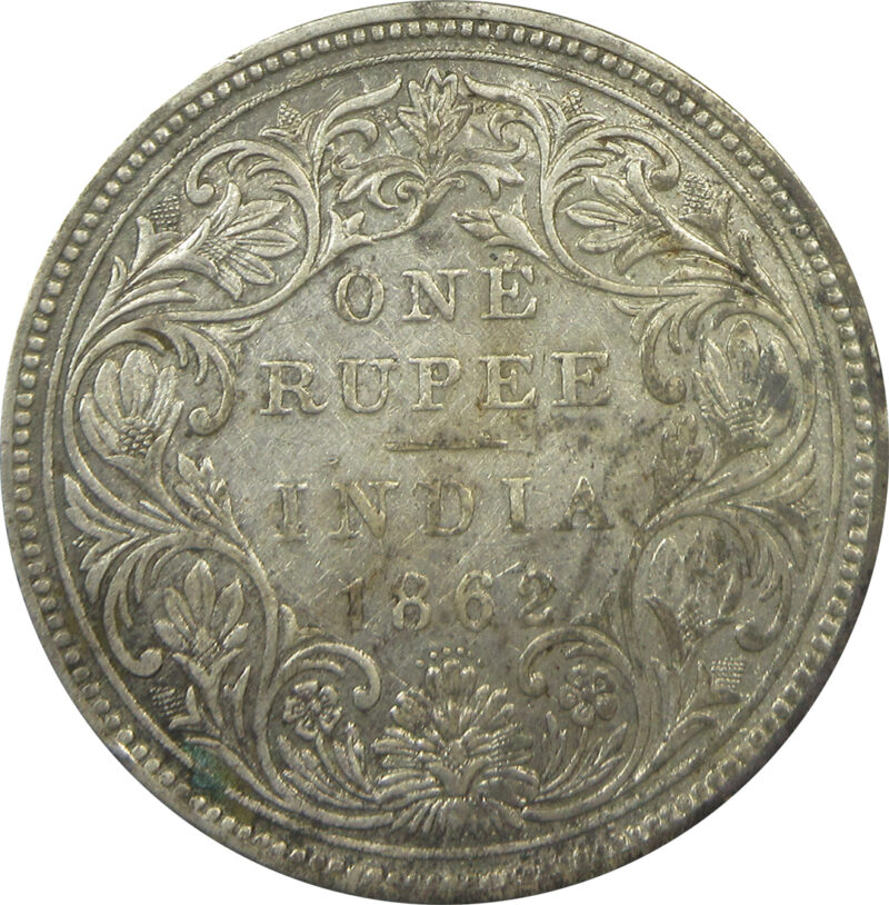 1862 6 Dots One Rupee Queen Victoria Bombay Mint GK 322