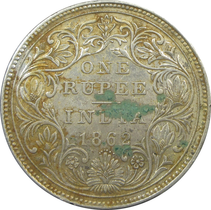 1862 6 Dots One Rupee Queen Victoria Bombay Mint GK 322