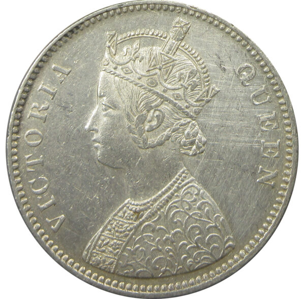 1862 6 Dots One Rupee Queen Victoria Bombay Mint GK 322 | Die Doubling in Reverse - Image 2