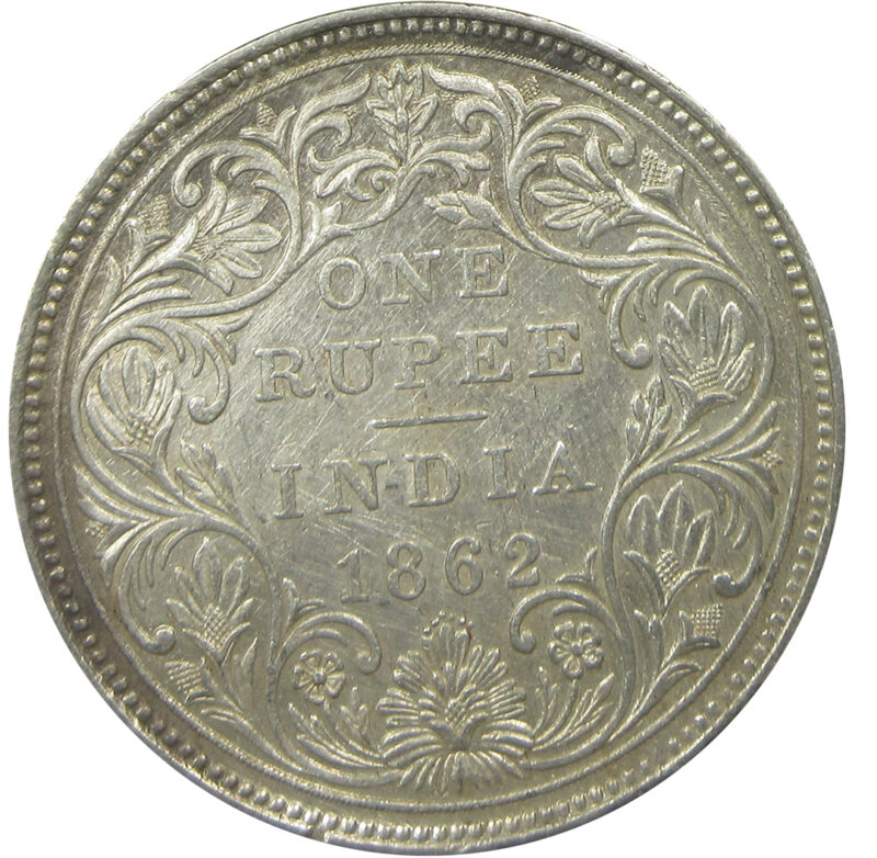 1862 6 Dots One Rupee Queen Victoria Bombay Mint GK 322