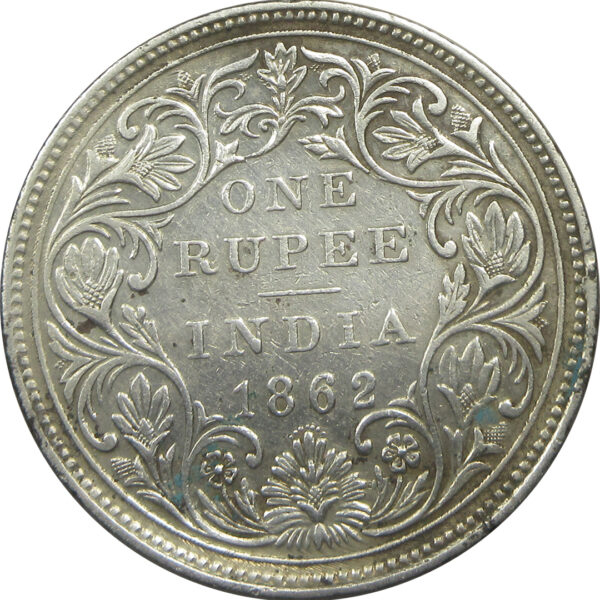 1862 7 Dots One Rupee Queen Victoria Bombay Mint GK 329