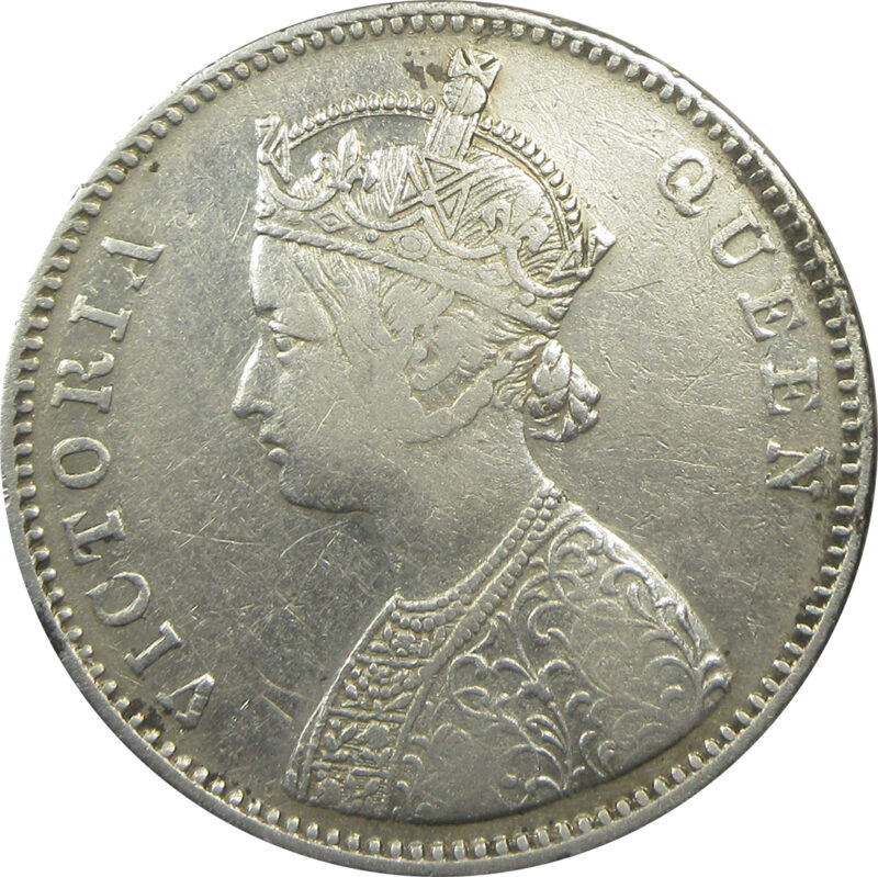 1862 7 Dots One Rupee Queen Victoria Bombay Mint GK 329