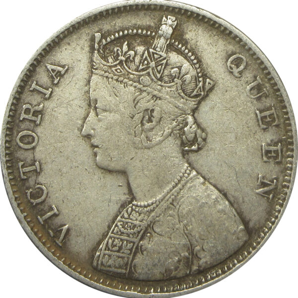 1862 One Rupee Queen Victoria Madras Mint Non-Dotted Series | Elongated pearls
