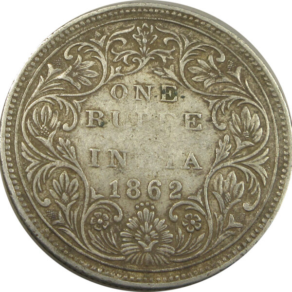 1862 4 Dots One Rupee Queen Victoria Bombay Mint GK 308 | Inverted V